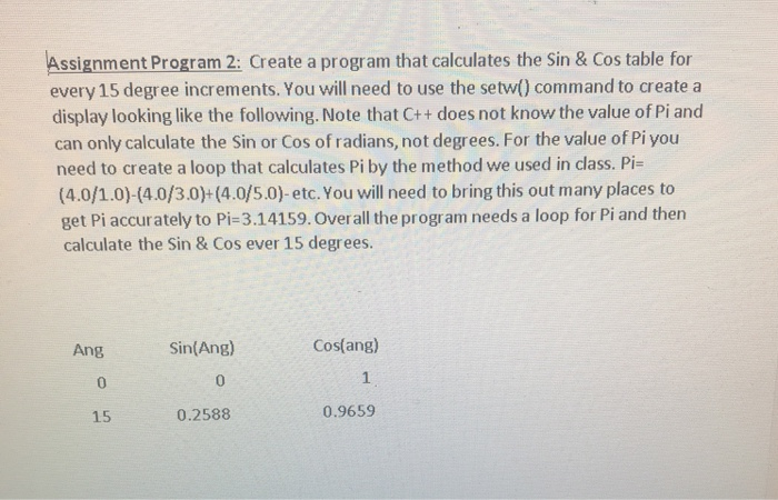 Solved Assignment Program 2: Create a program that | Chegg.com