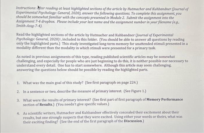 Solved Instructions: Ater reading at least highlighted | Chegg.com