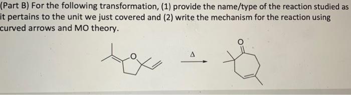 Solved (Part B) For the following transformation, (1) | Chegg.com