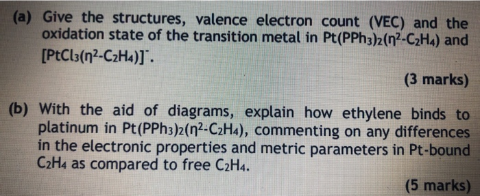 Solved a Give the structures valence electron count VEC