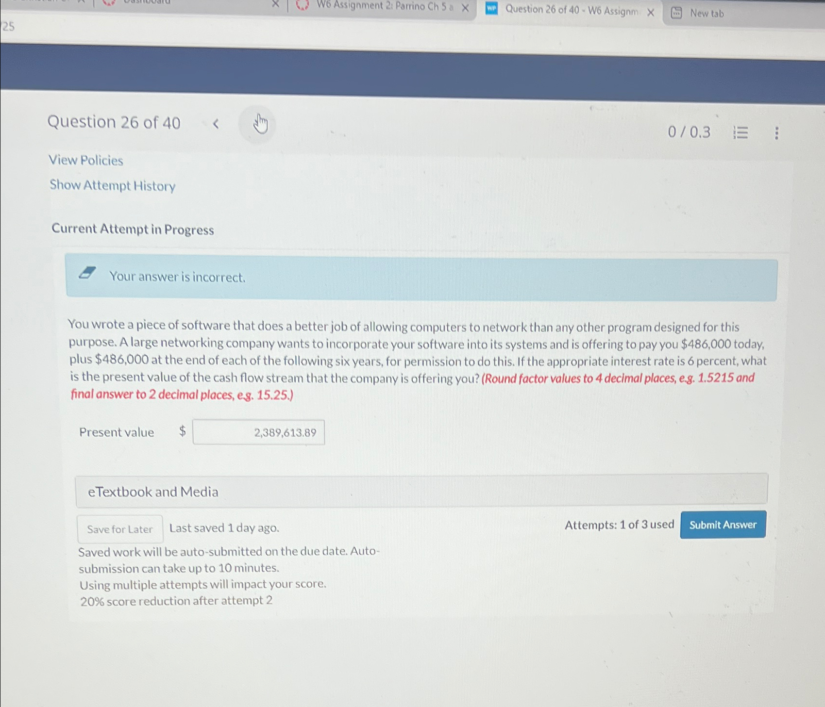 Solved W6 ﻿Assignment 2: Parrino Ch 5 ﻿aQuestion 26 ﻿of 40 - | Chegg.com