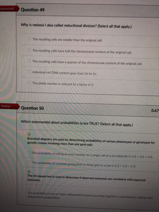 Solved answered Question 49 Why is meiosis I also called | Chegg.com
