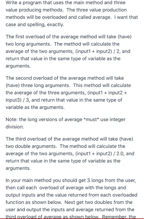 Solved Write a program that uses the main method and three | Chegg.com