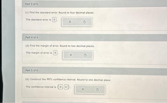 Solved (c) Find the standard error. Round to four decimal | Chegg.com