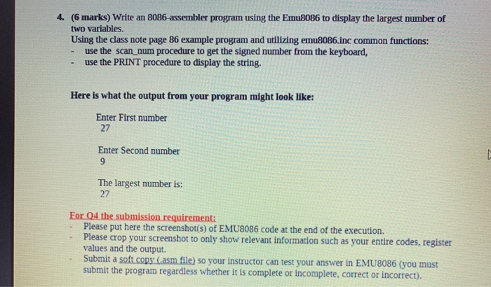 Solved 4 6 Marks Write An 8086 Assembler Program Using Chegg Solved 4 6 Marks Write An 8086 Assembler Program Using Chegg