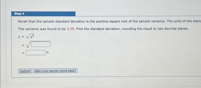 Solved Recall that the sample standard deviation is the | Chegg.com