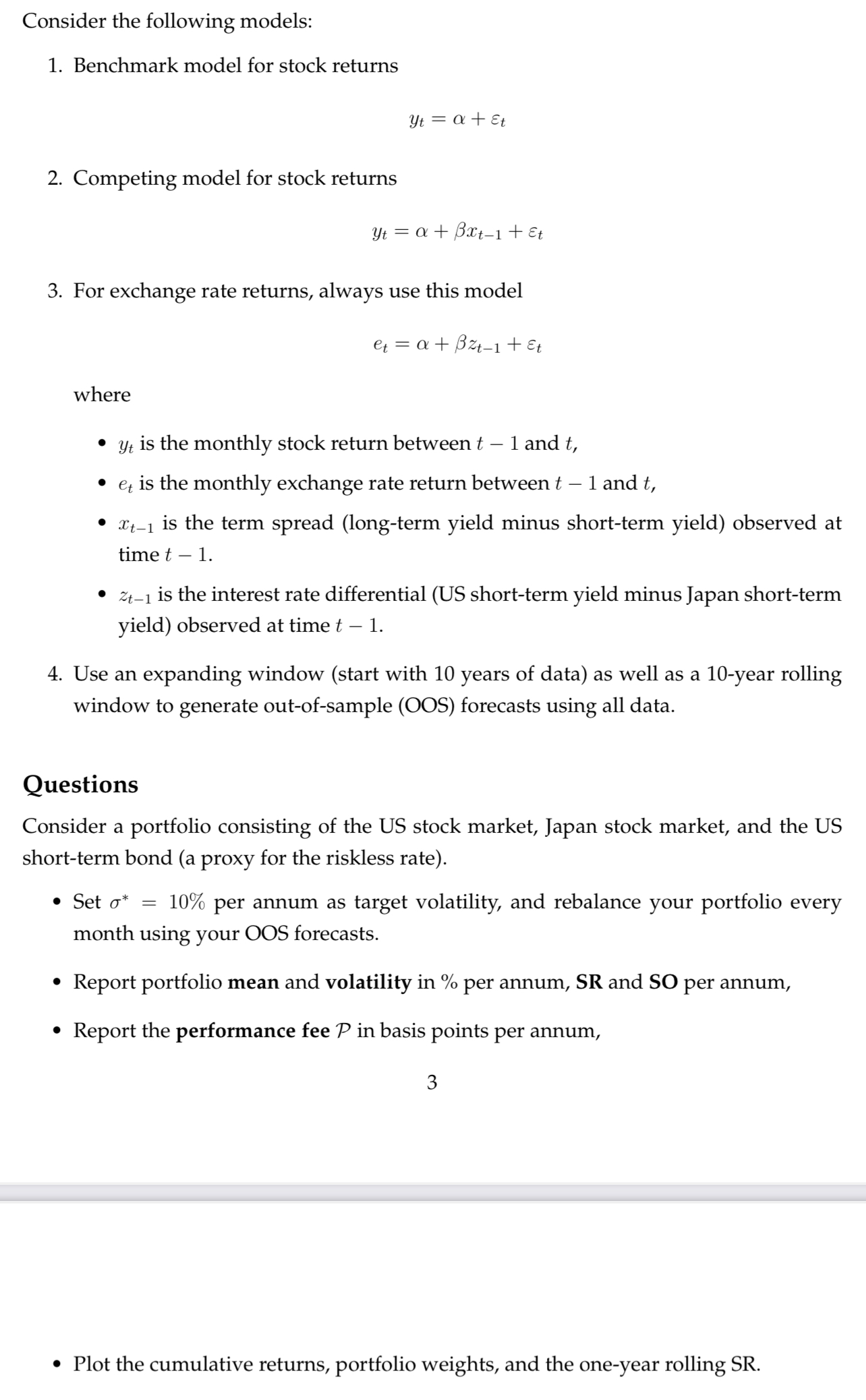 Consider the following models:Benchmark model for | Chegg.com