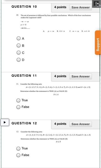 Solved QUESTION 10 4 points Save Answer 10. The set of | Chegg.com