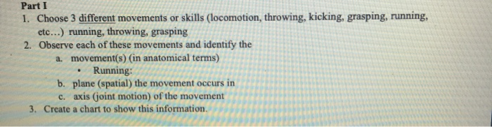 Solved Part I 1. Choose 3 different movements or skills | Chegg.com