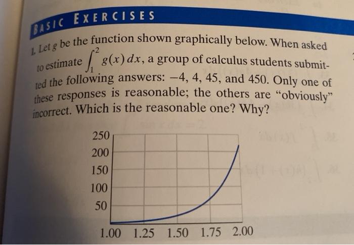 Solved BASIC EXERCISES 1. Let g be the function shown | Chegg.com