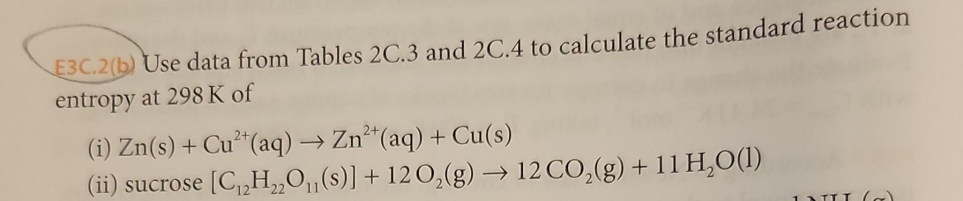 Solved E3C.2(b) Use data from Tables 2C.3 and 2C.4 to | Chegg.com
