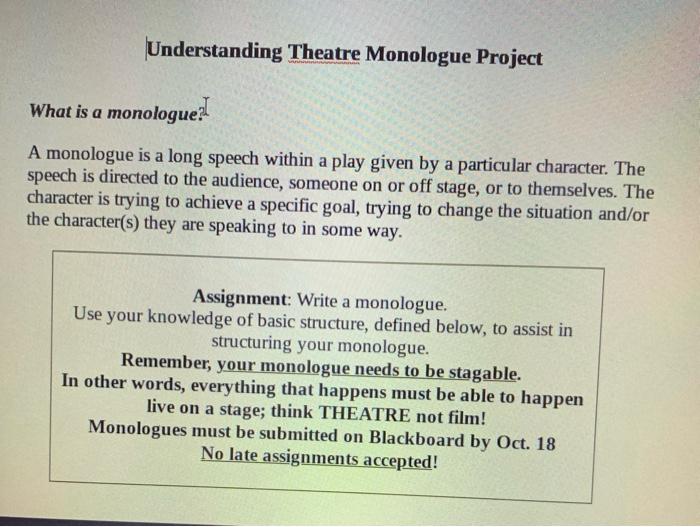 What is on sale a monologue