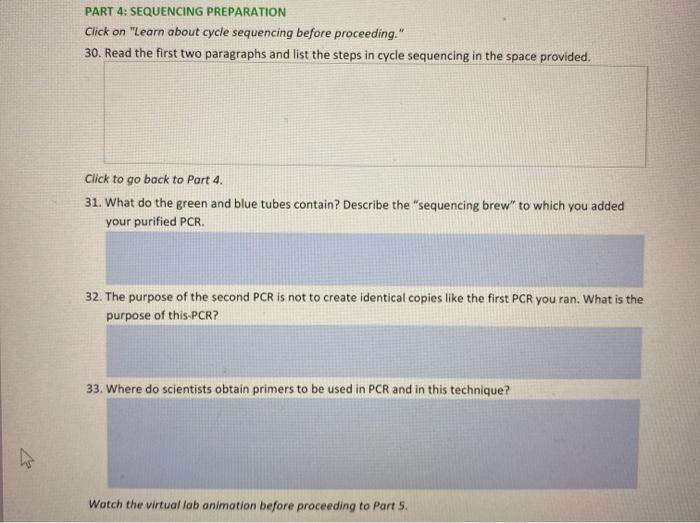 Solved PART 4 SEQUENCING PREPARATION Click on "Learn about