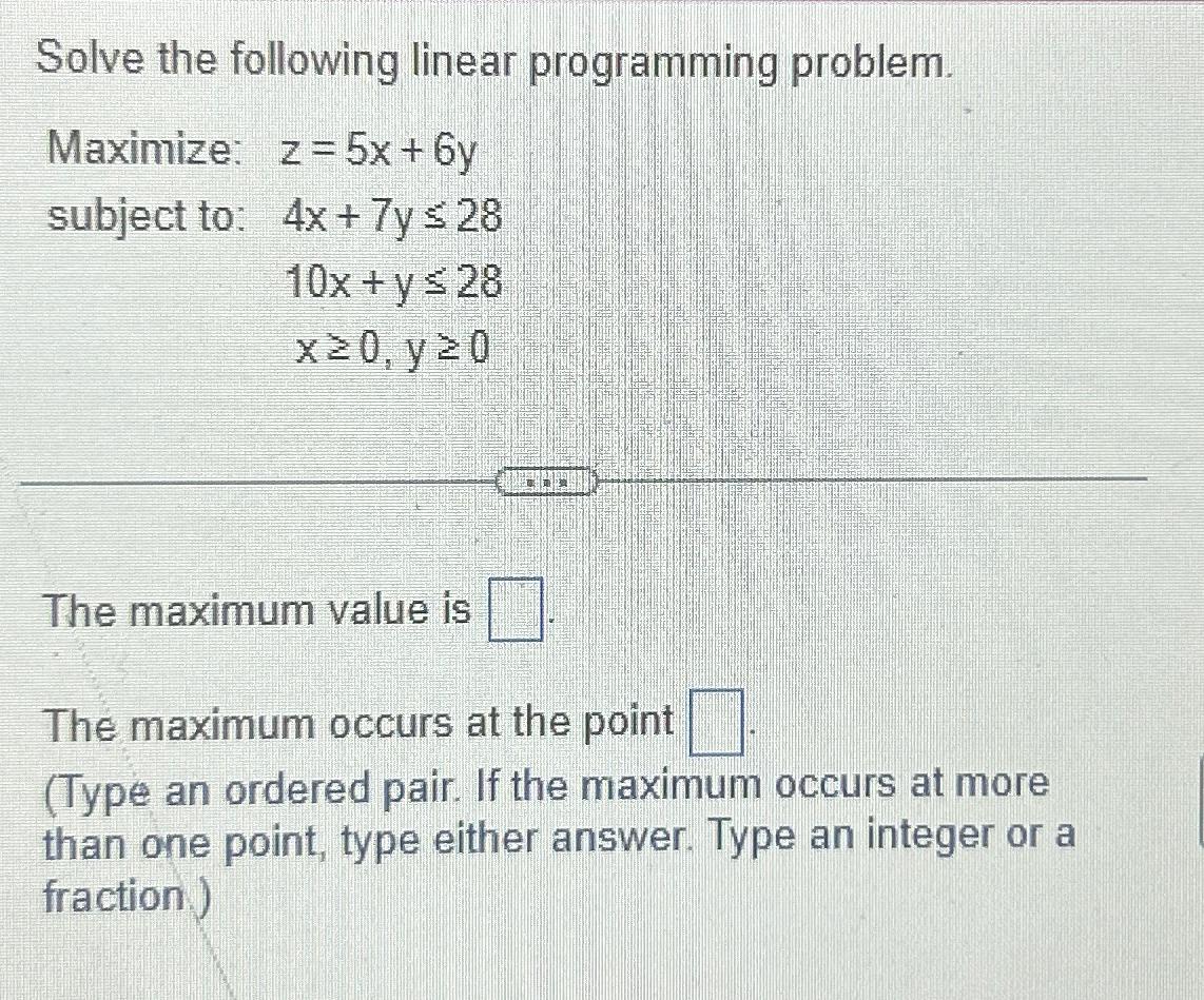 Solved Solve the following linear programming problem. | Chegg.com