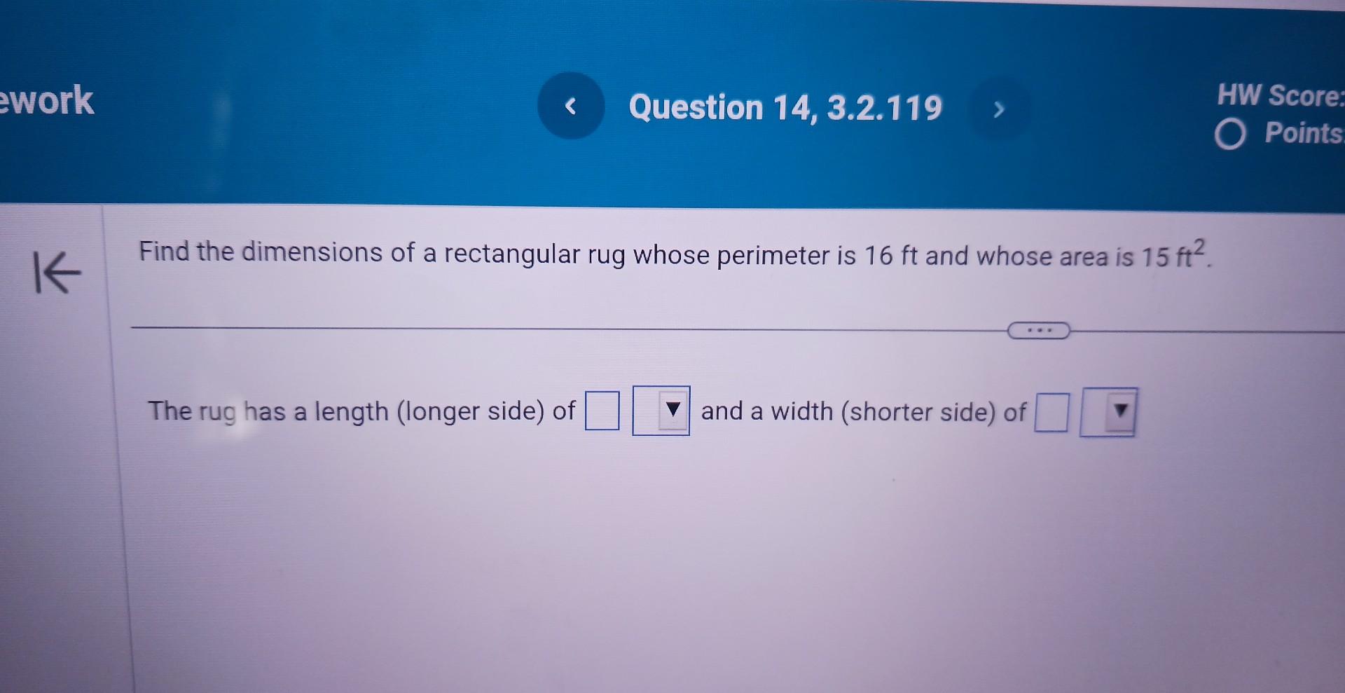 Solved Find the dimensions of a rectangular rug whose