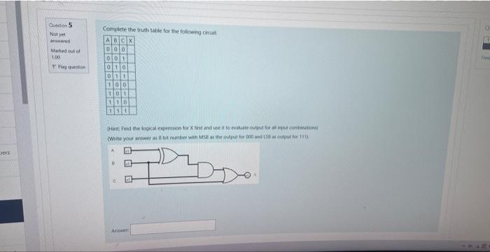 Solved Complete the truth table for the following circuit: | Chegg.com
