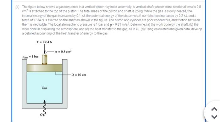 Solved (a) The Figure Below Shows A Gas Contained In A | Chegg.com