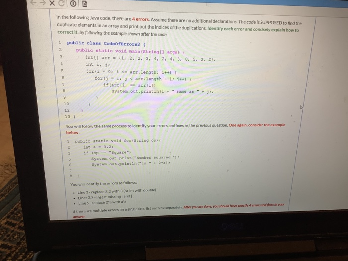 Solved 1 In the following Java code, there are 4 errors. | Chegg.com