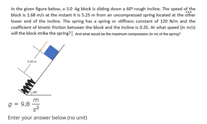 Solved In the given figure below, a 3.0 -kg block is sliding | Chegg.com