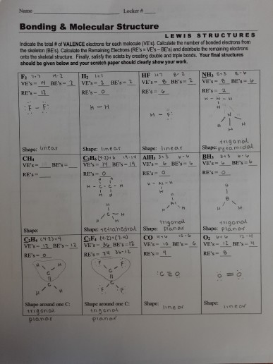 Solved Name Locker Bonding & Molecular Structure LEWIS | Chegg.com