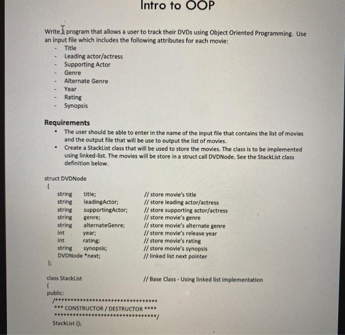 Solved Intro to OOP Write I program that allows a user to | Chegg.com