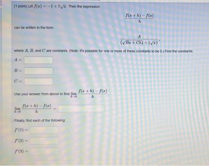 Solved 1 Point Let F X −1 7x Then The Expression