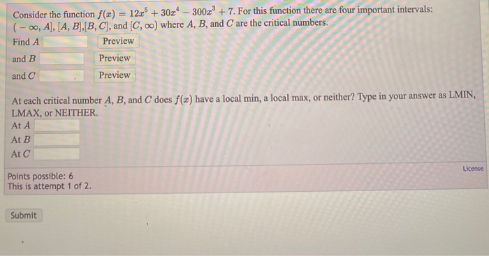 Solved Consider the function f(x) = 12x + 30x" – 300x + 7. | Chegg.com