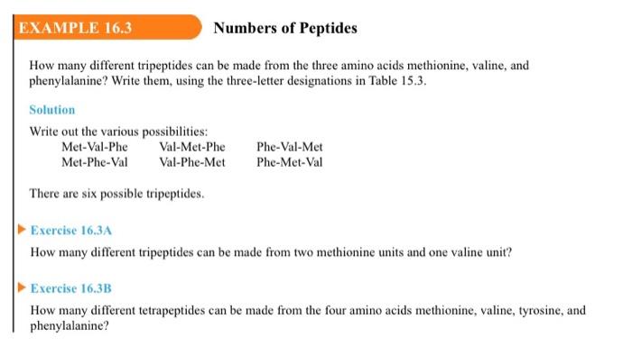 Solved EXAMPLE 16.2 Names of Peptides Give the (a) alternate | Chegg.com
