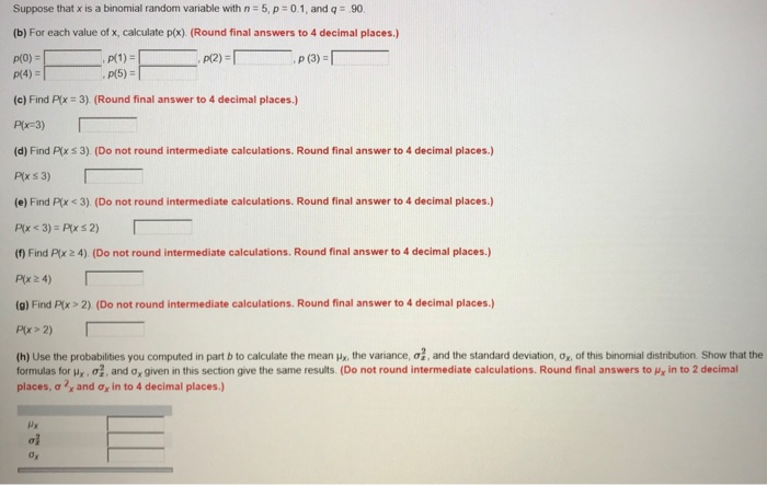 Solved Suppose that x is a binomial random variable with | Chegg.com