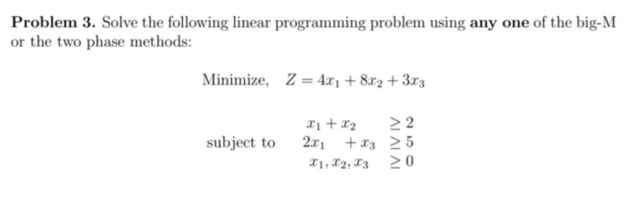 Solved Problem 3. Solve the following linear programming | Chegg.com