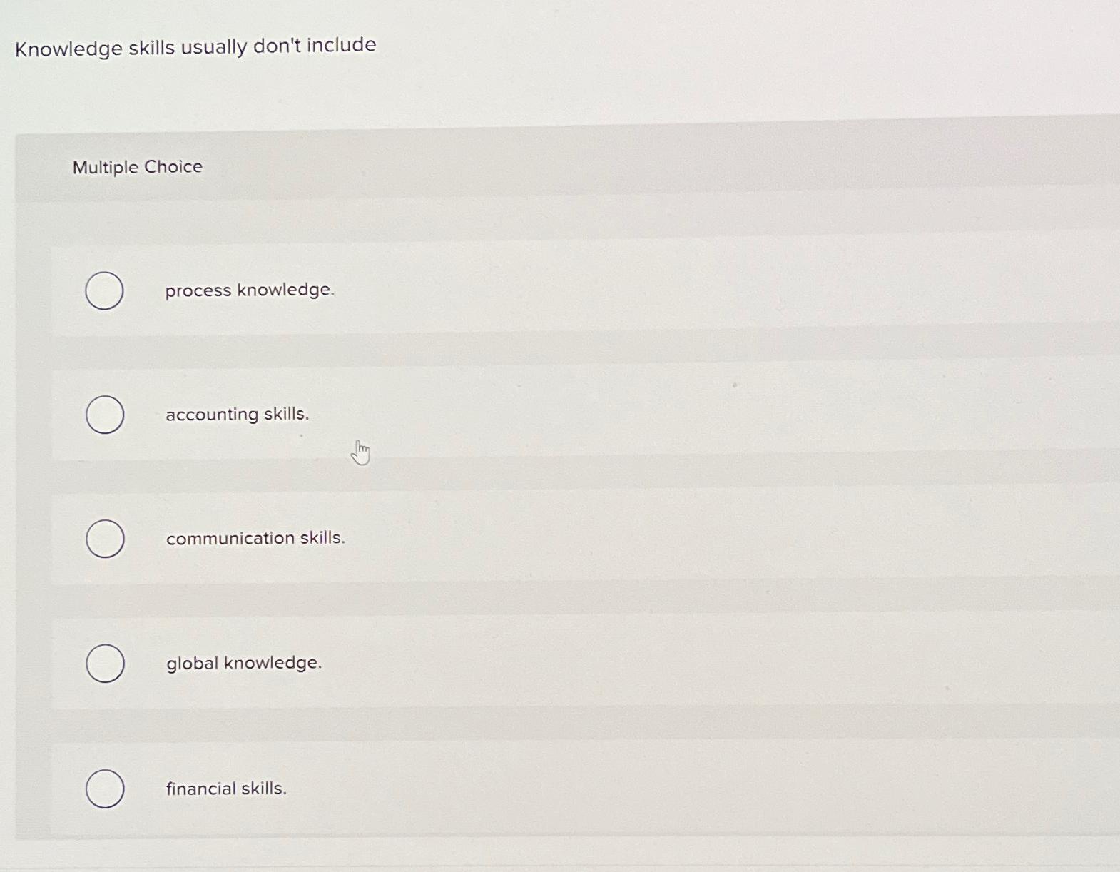 Solved Knowledge skills usually don't includeMultiple | Chegg.com
