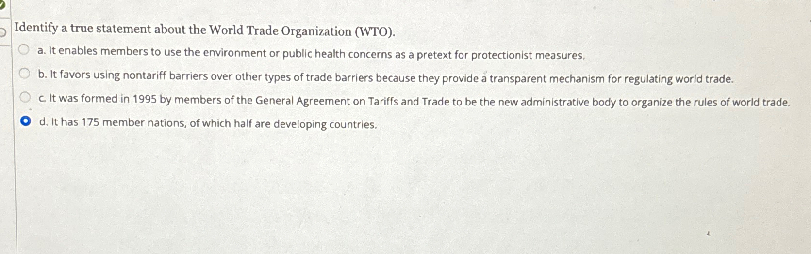 Solved Identify a true statement about the World Trade | Chegg.com