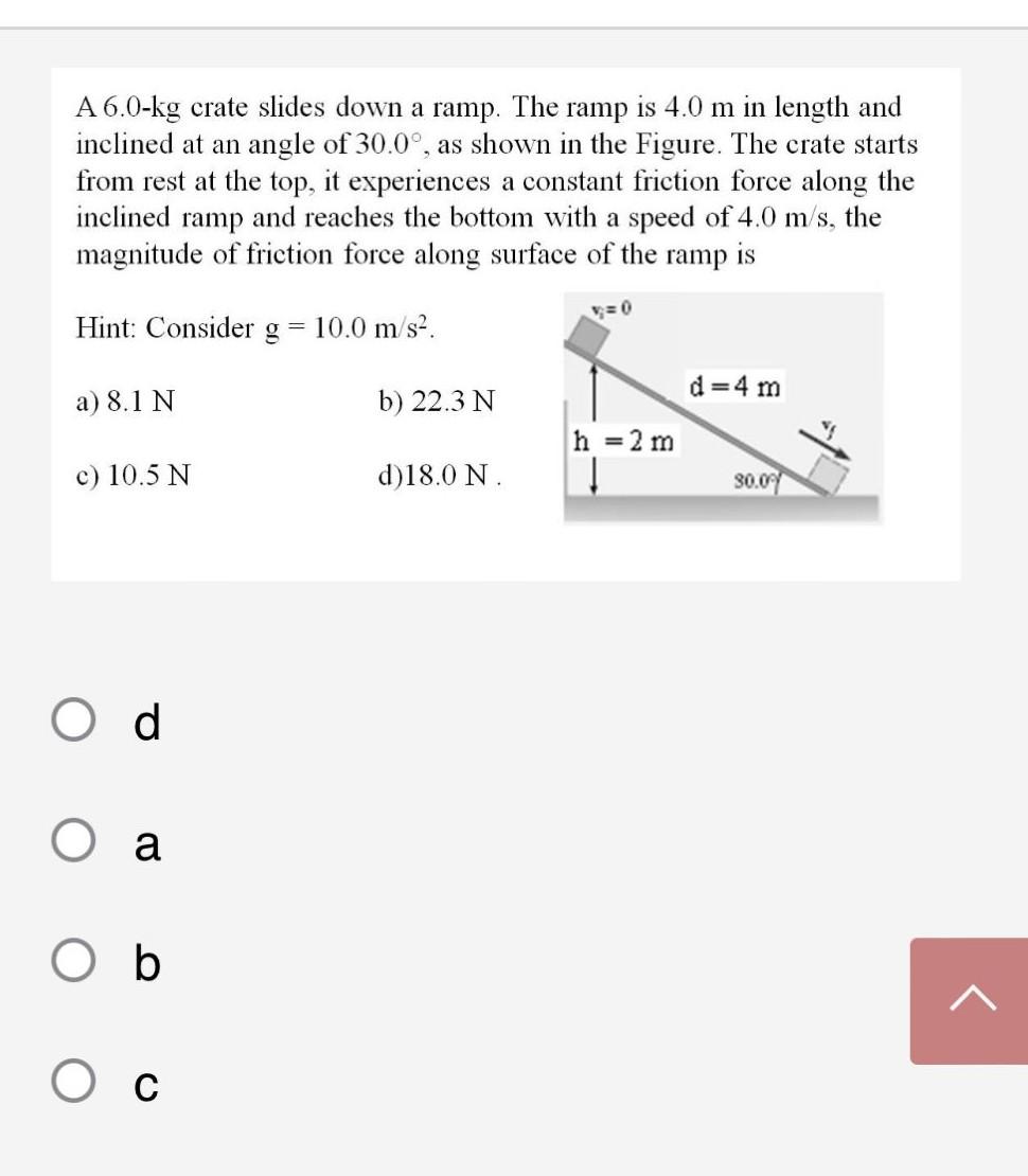 Solved A 6.0-kg crate slides down a ramp. The ramp is 4.0 m | Chegg.com