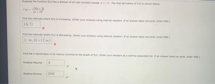 Solved Suppose the function ) has a domain of all real | Chegg.com
