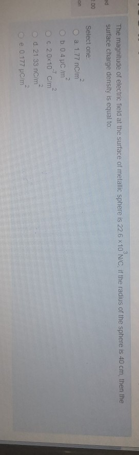 Solved The magnitude of electric field at the surface of | Chegg.com