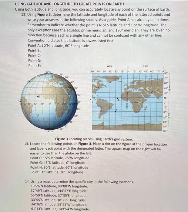 Solved USING LATITUDE AND LONGITUDE TO LOCATE POINTS ON