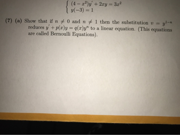 Solved (b) Using The Substitution In (a) Above Solve The | Chegg.com