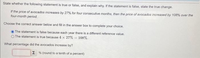 Solved State whether the following statement is true or | Chegg.com