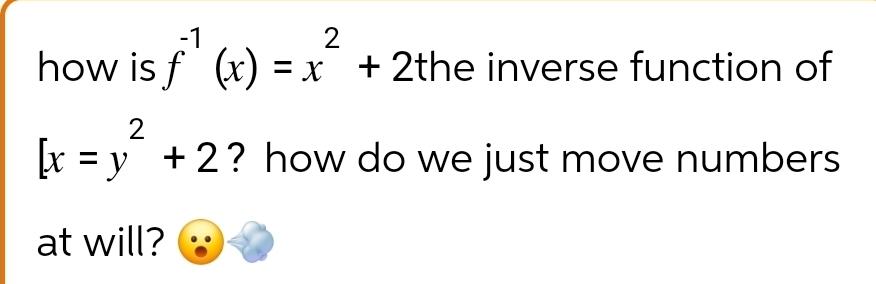 Solved how is f-1(x)=x2+2 ﻿the inverse function of ? ﻿how | Chegg.com