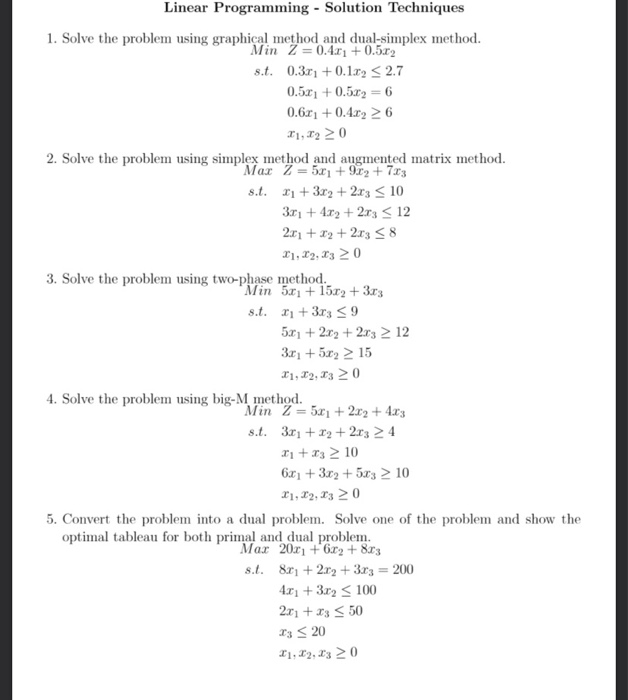 Solved Linear Programming Solution Techniques 1 Solve The