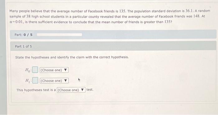 Solved Many people believe that the average number of | Chegg.com