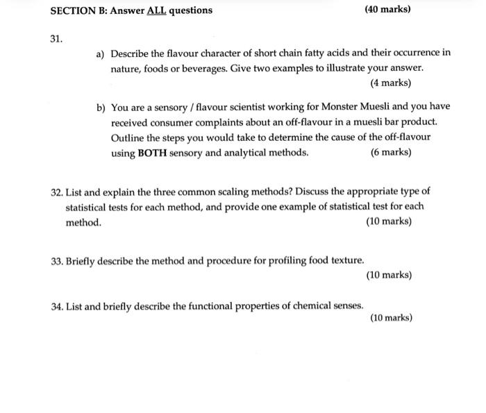 Solved SECTION B: Answer ALL Questions 31. A) Describe The | Chegg.com