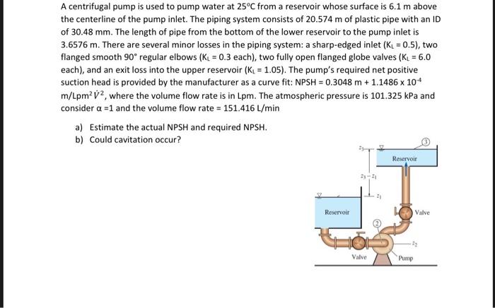 Solved A Centrifugal Pump Is Used To Pump Water At 25°C From | Chegg.com