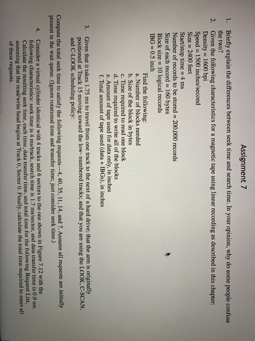 Assignment 7 Briefly explain the differences between | Chegg.com