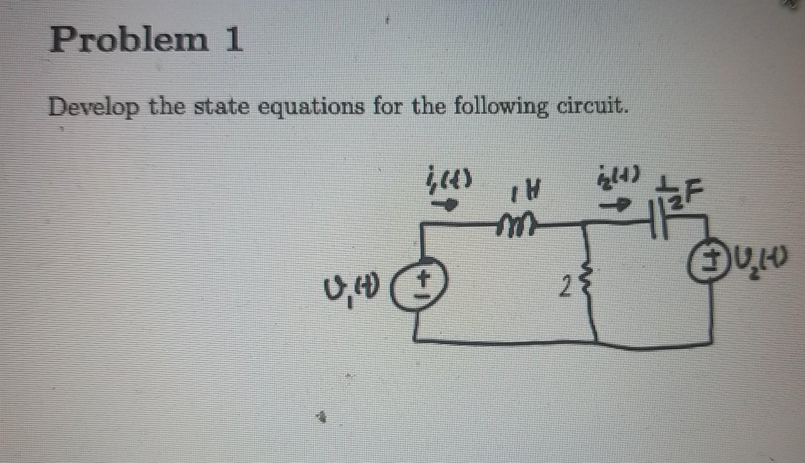 Solved Problem 1 Develop the state equations for the | Chegg.com