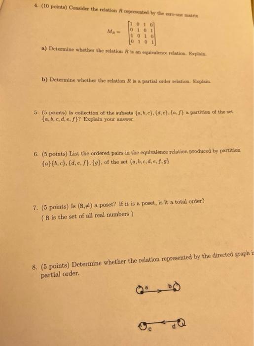Solved NAME: 1. (5 points each item) For the following | Chegg.com
