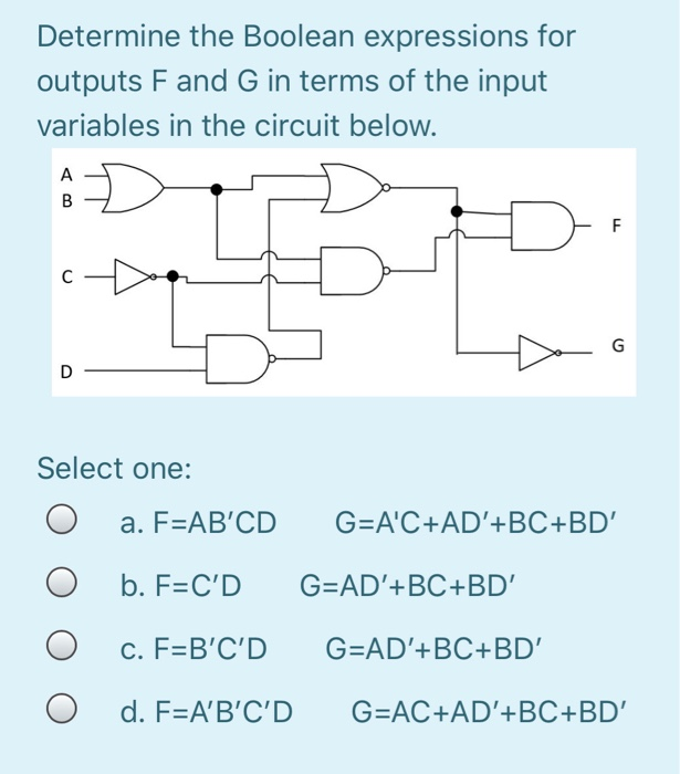 Solved Design A Circuit With Four Inputs A, B, C, D And One | Chegg.com