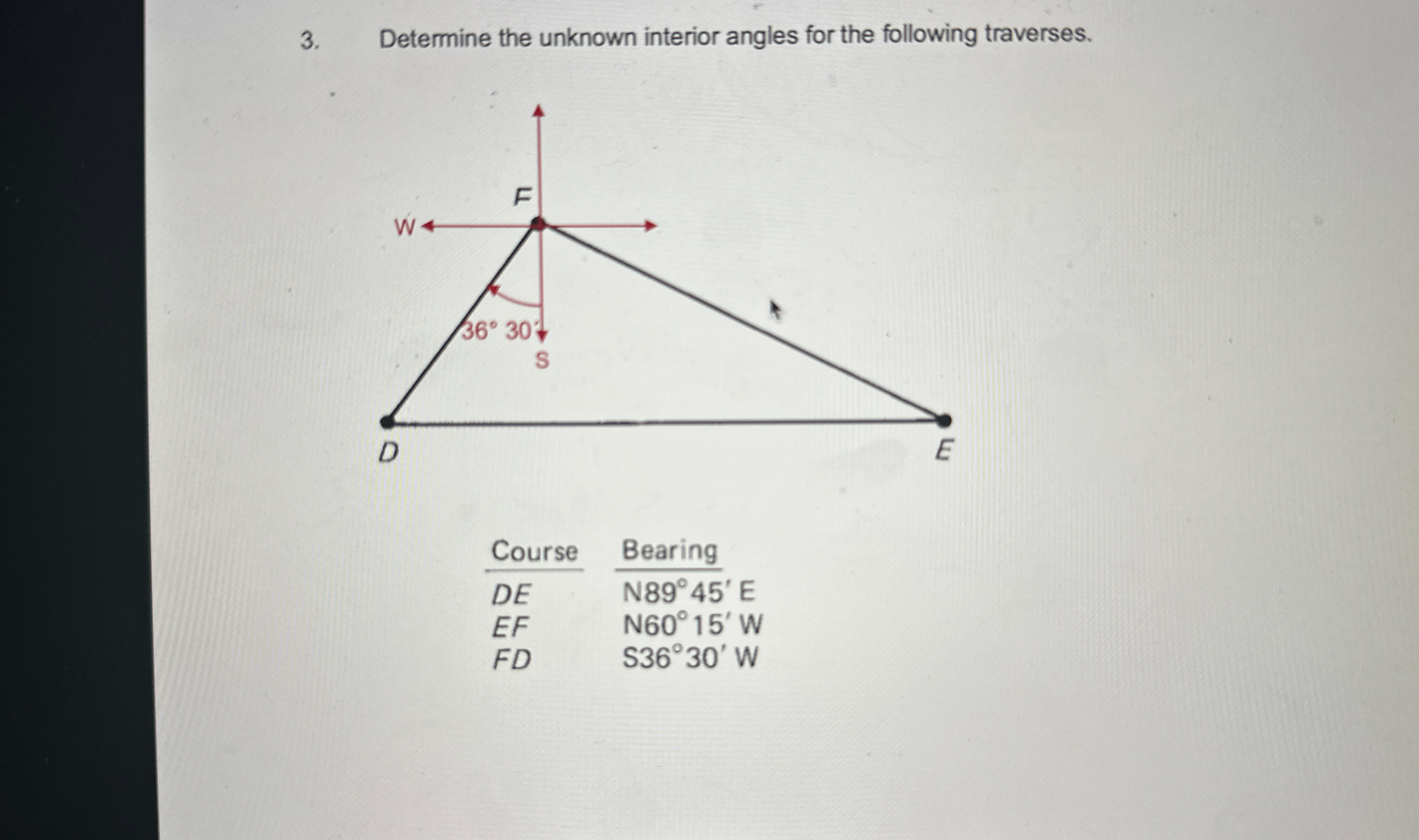 Solved Determine the unknown interior angles for the | Chegg.com