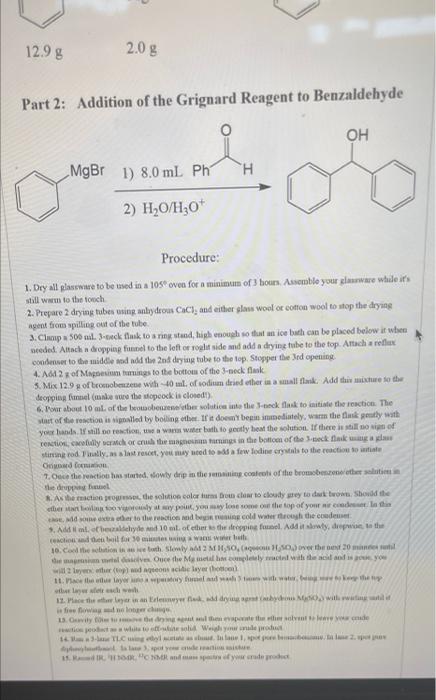 Solved Part 1: Formation of the Grignard Reagent, Phenyl | Chegg.com