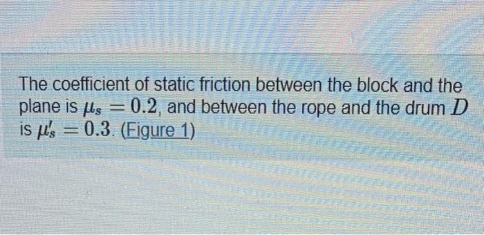 Solved The coefficient of static friction between the block | Chegg.com